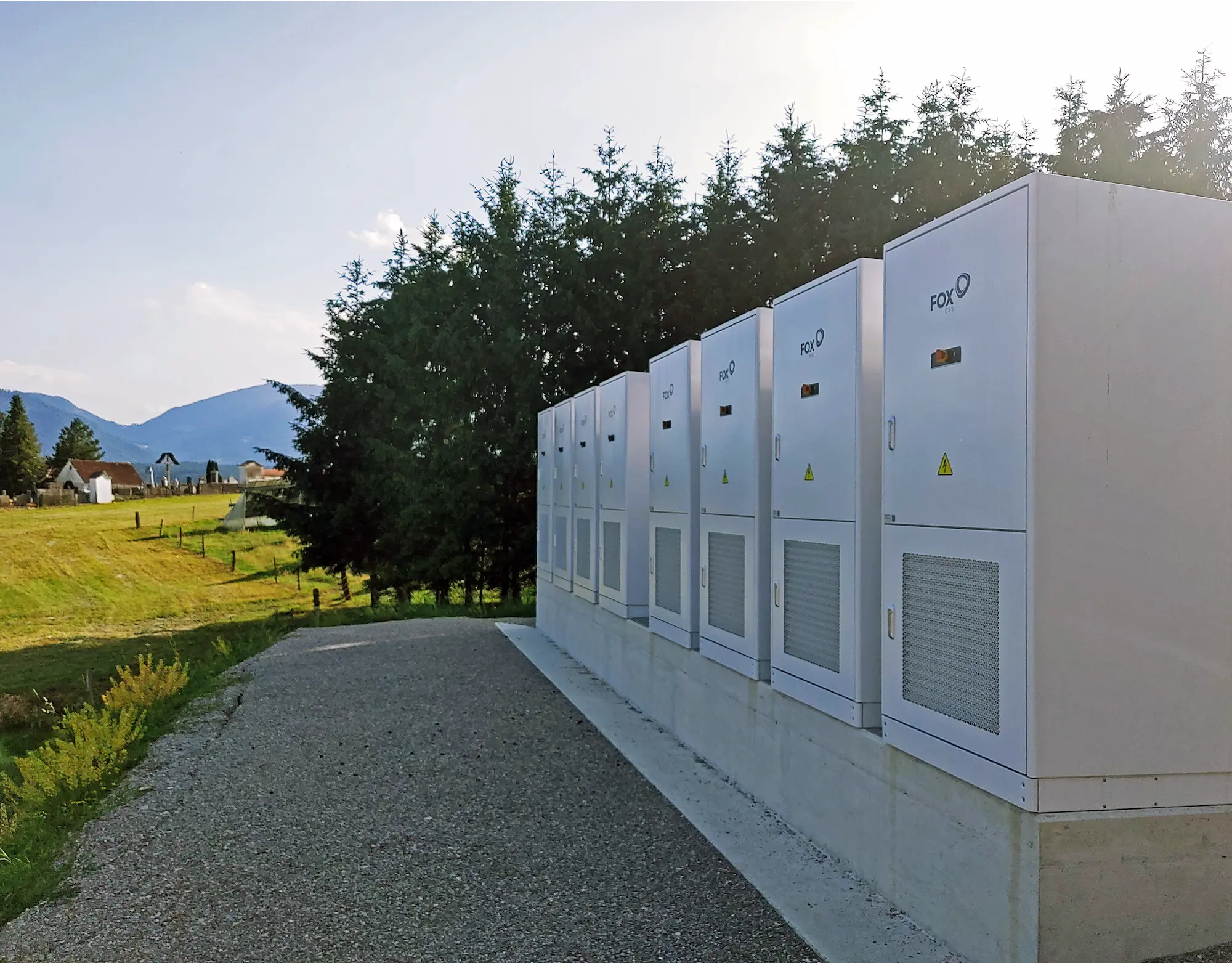 Battery storage units in solar farm